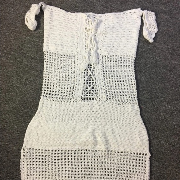 Sexy Sheer Crotchet Lace Up Beach Bikini Coverup - Picture 4 of 7